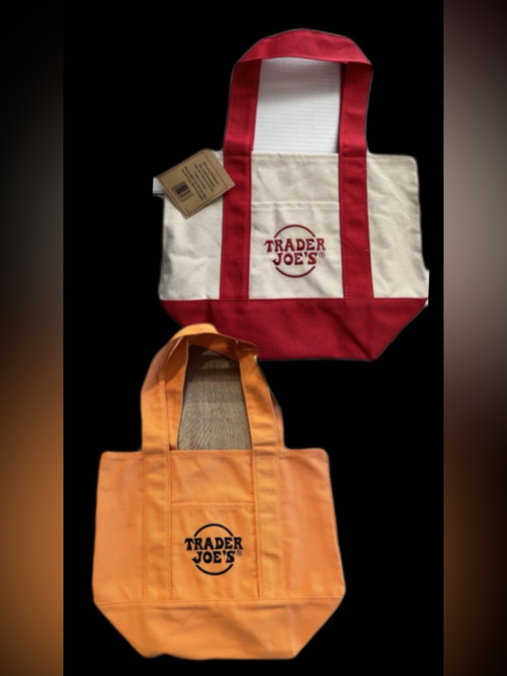 BRAND NEW- Trader Joe's Canvas Tote Bag - Red & Orange